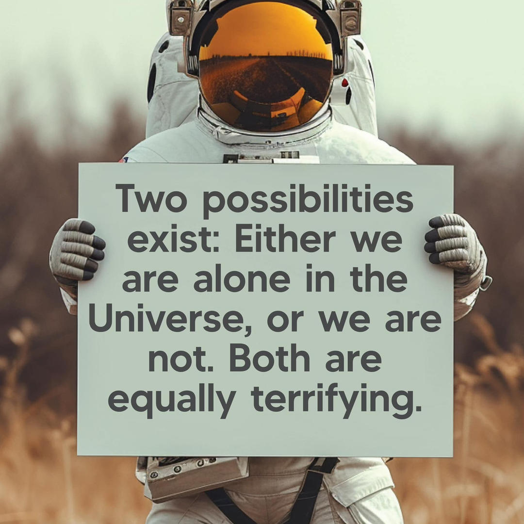 "Two possibilities exist: Either we are alone in the universe, or we are not. Both are equally terrifying." Arthur C. Clarke