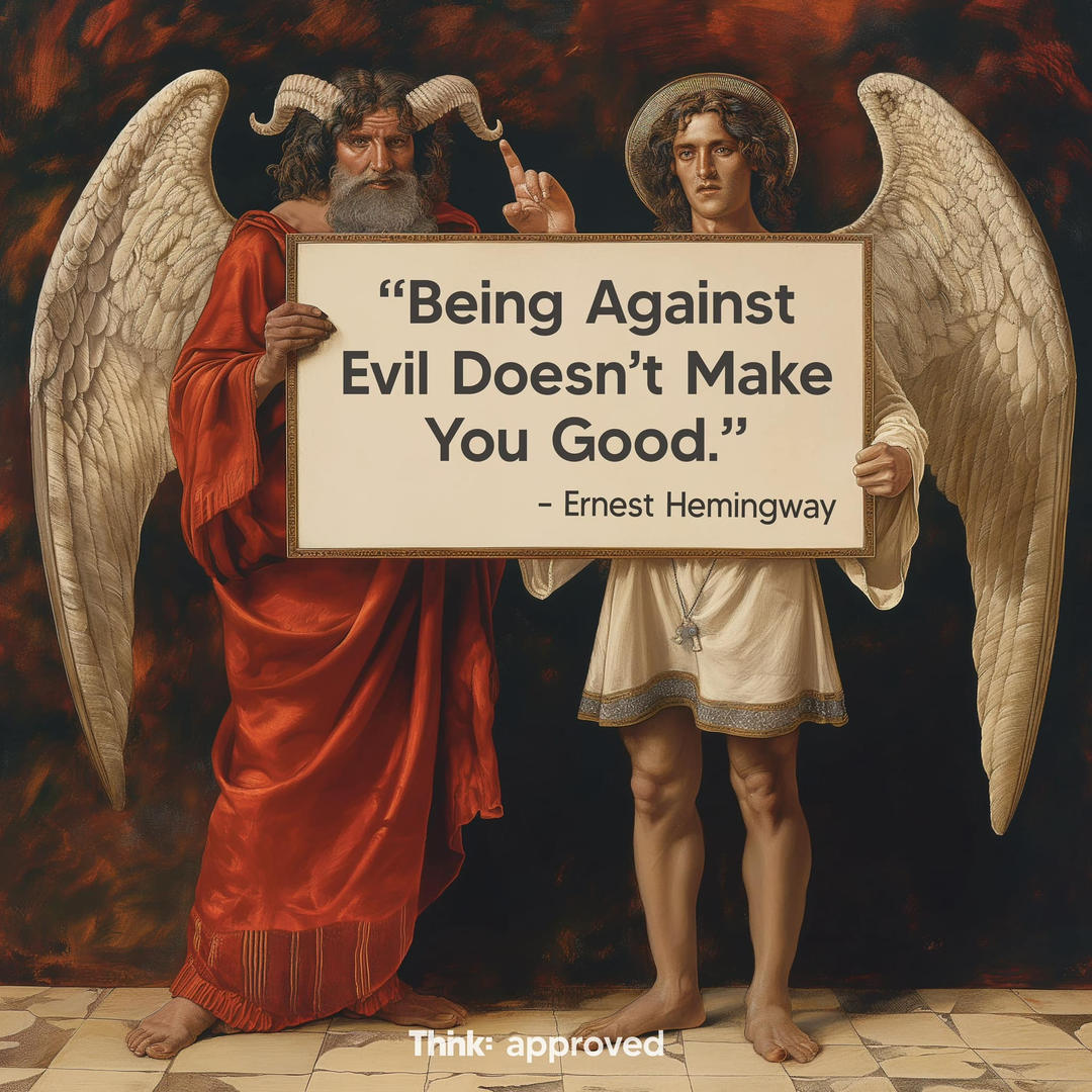 “Being Against Evil Doesn’t Make You Good.” - Ernest Hemingway
