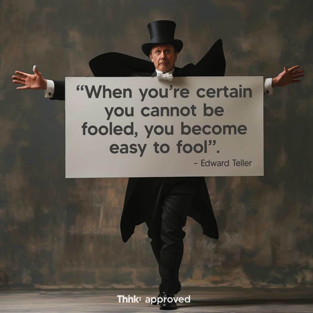 “When you’re certain you cannot be fooled, you become easy to fool.” - Edward Teller