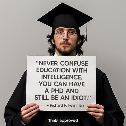 “Never confuse education with intelligence, you can have a PHD and still be an idiot.” - Richard P. Feynman