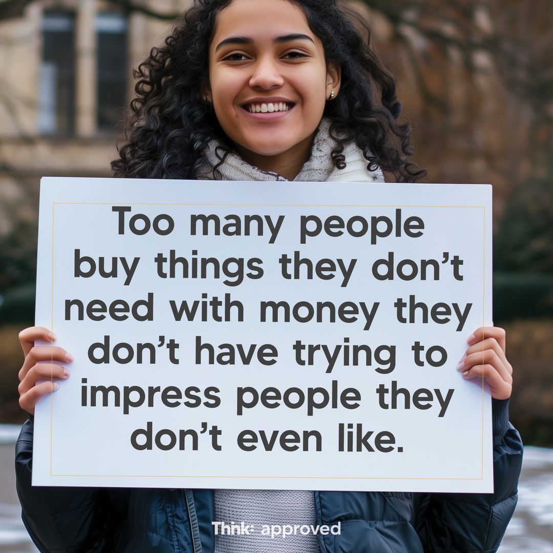 Too many people buy things they don’t need with money they don’t have trying to impress people they don’t even like.