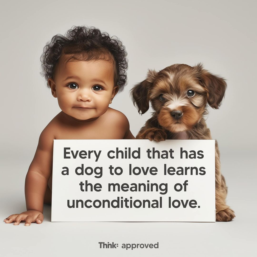Every child that has a dog to love learns the meaning of unconditional love.