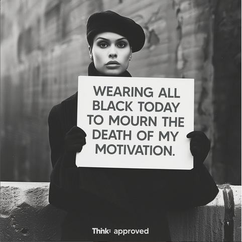 Wearing All Black Today To Mourn The Death Of My Motivation