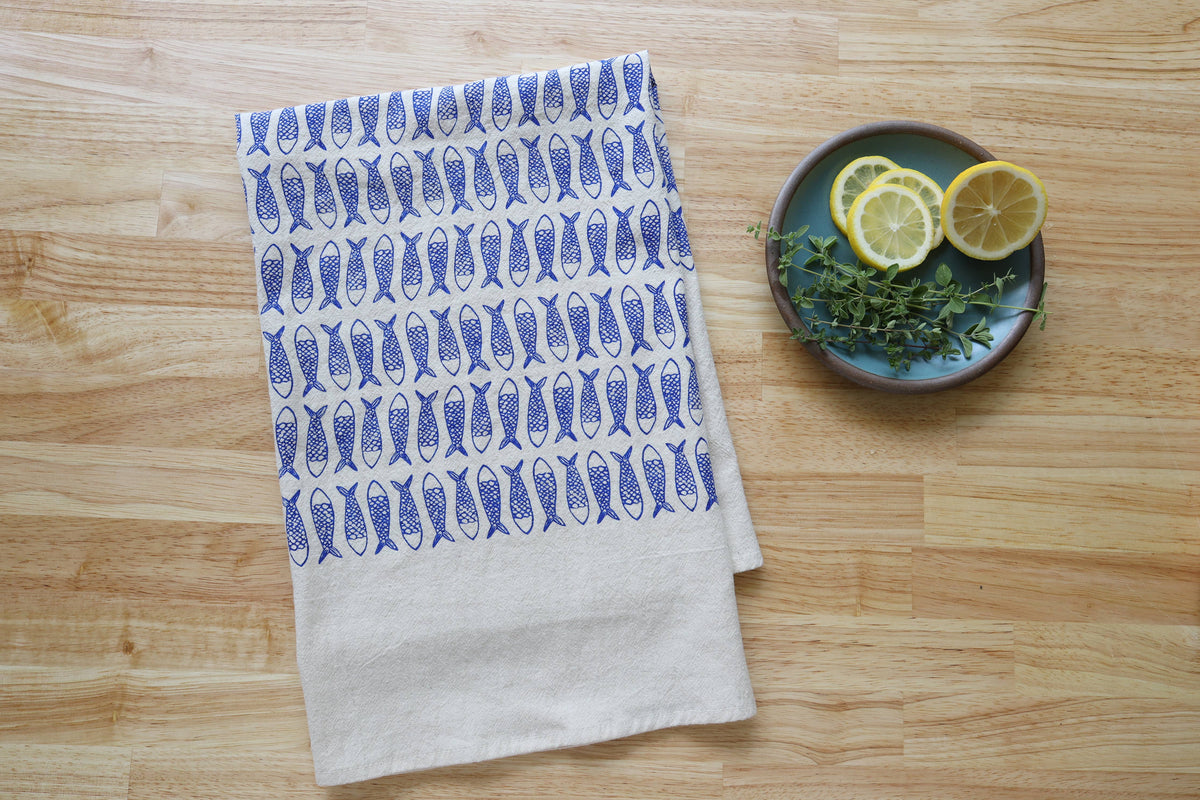 The High Fiber Handprinted Fish Kitchen Towel