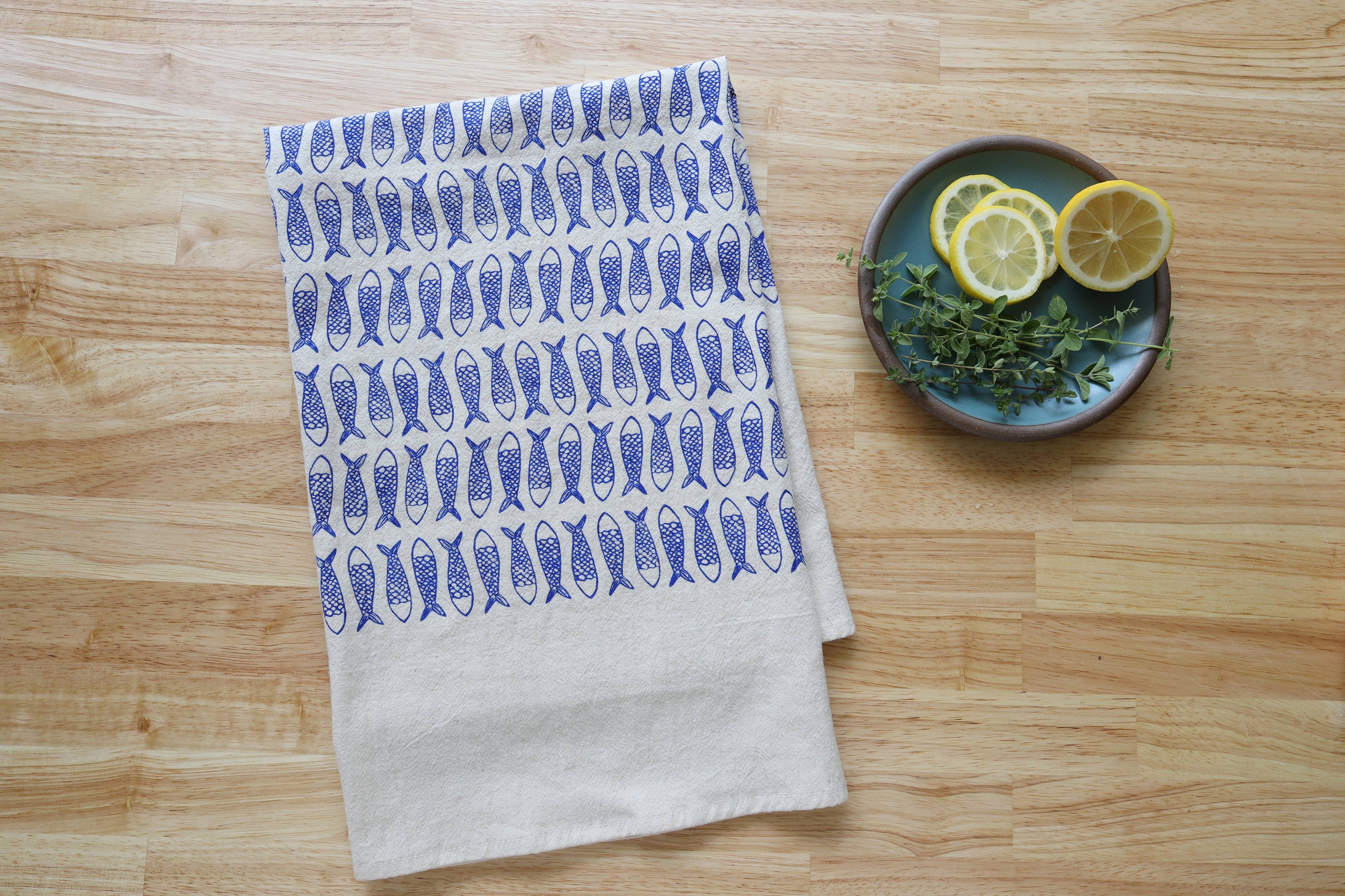 The High Fiber Handprinted Fish Kitchen Towel