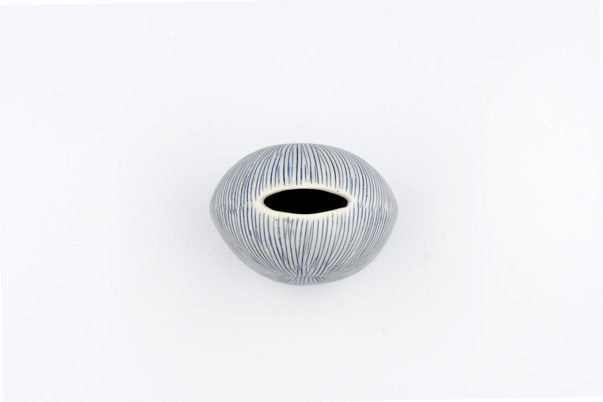 AFT Blue Striped Diva Tall Mini S-Handcrafted Porcelain Bud Vase