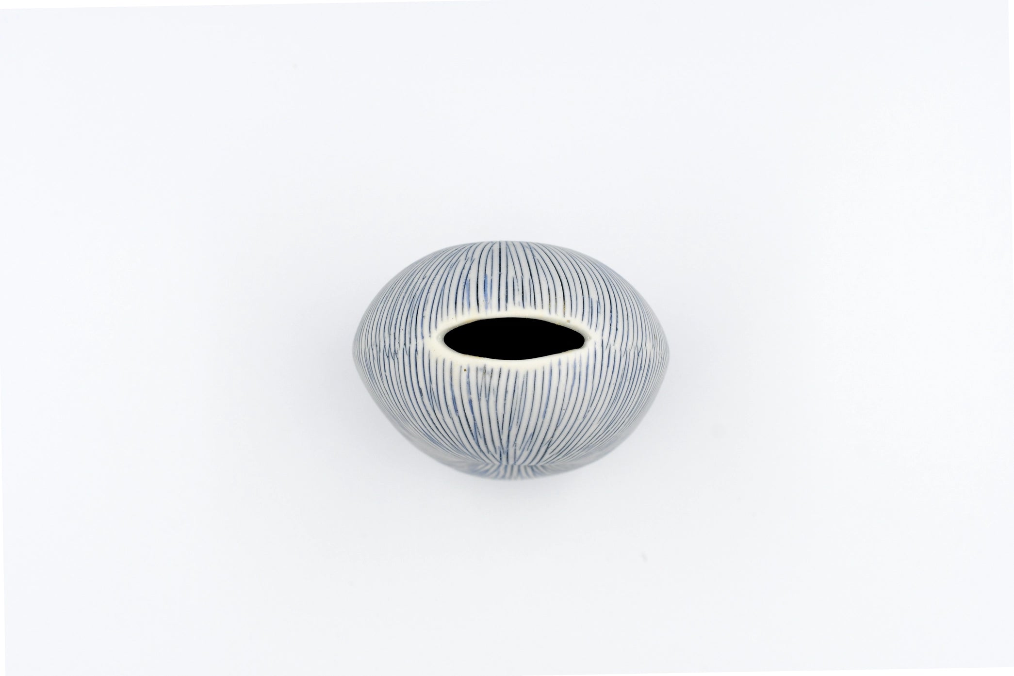 AFT Blue Striped Diva Tall Mini S-Handcrafted Porcelain Bud Vase