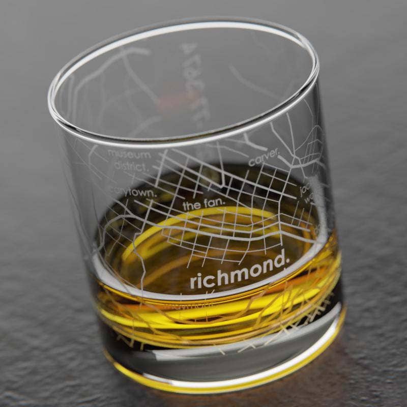 Well Told City Map Etched Whiskey Rocks Glass - Richmond, VA