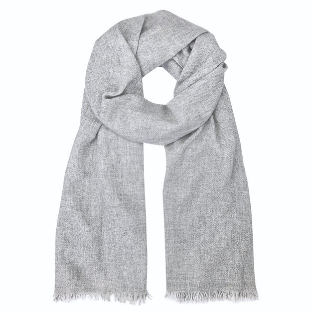 Heathered Gray Handloom Cashmere Scarf - Slate + Salt