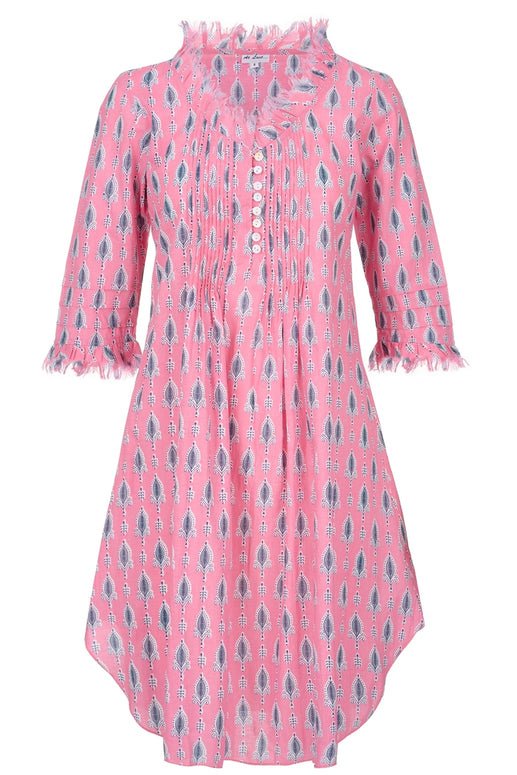 At Last - Annabel Cotton Tunic Dress in Raspberry Sorbet with Grey