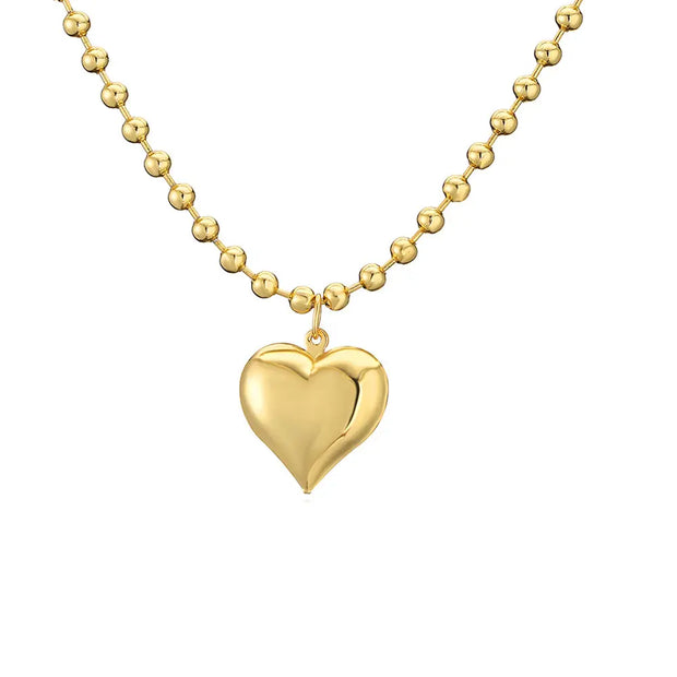 Heart Beaded Kid's Gold Necklace