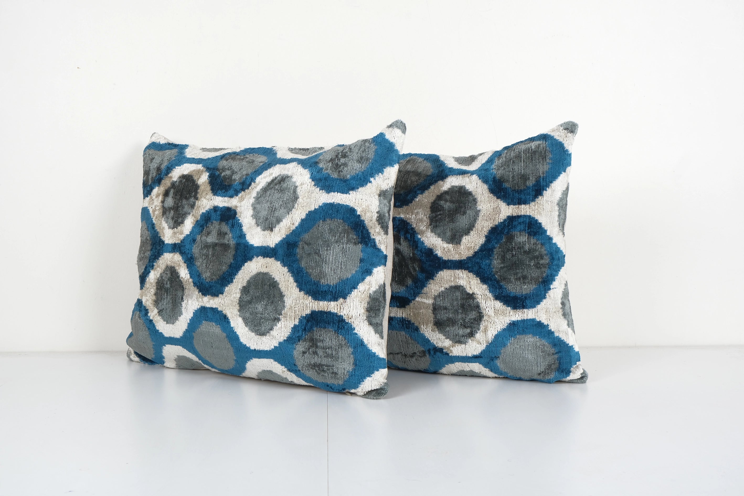 Silk Ikat Velvet Lumbar Pillow Cover - Set of Two