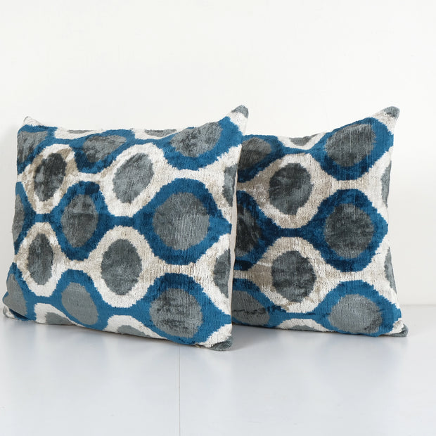 Silk Ikat Velvet Lumbar Pillow Cover - Set of Two