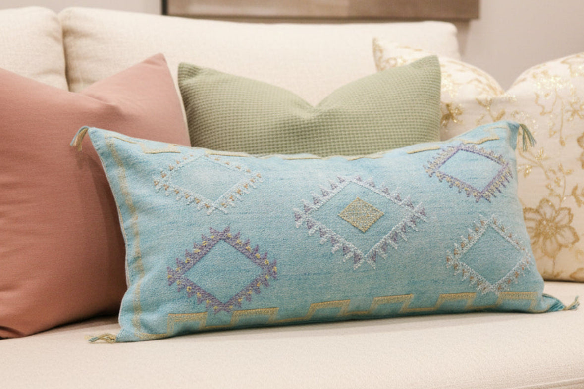 Eclectic Collective Turquoise Sabra Lumbar Pillow