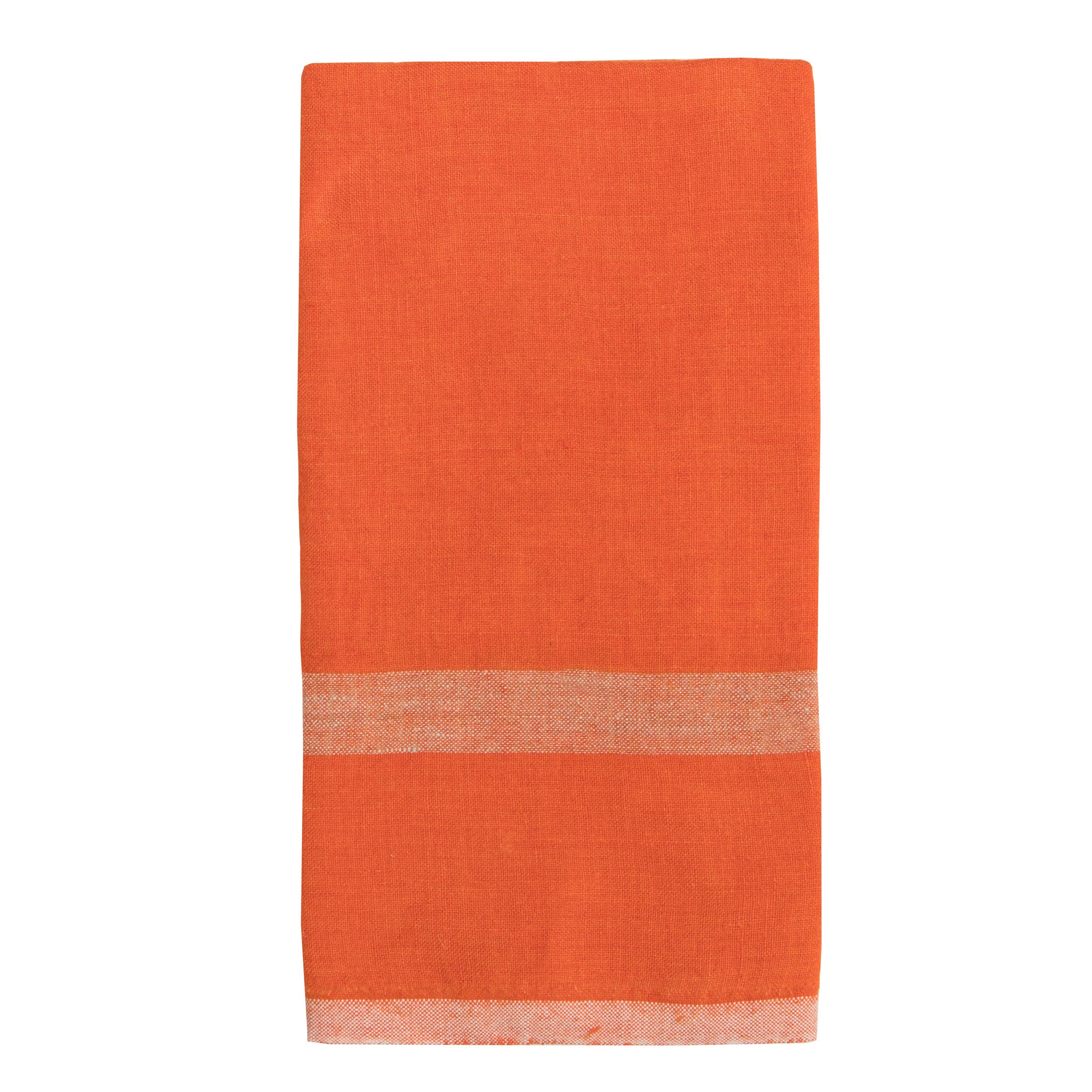 Laundered Linen Orange/Natural Towels 20x30 - Set of 2