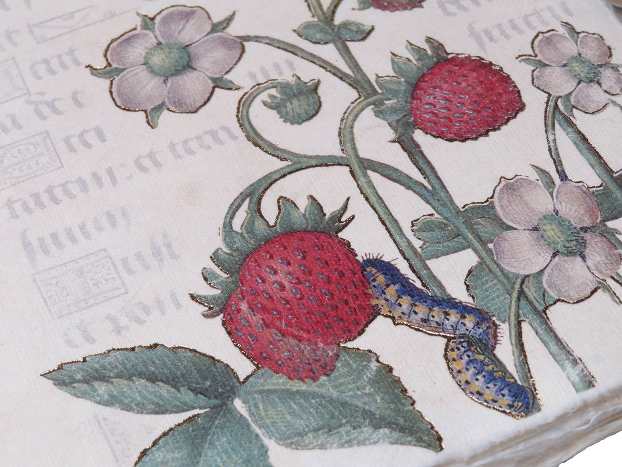Epigr'am Strawberries & Iris Illumination Middle Ages Parchment Paper Bookmark