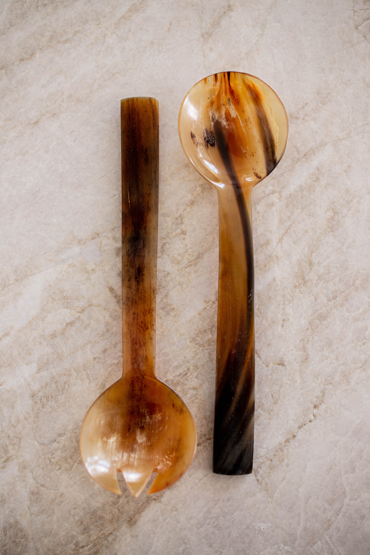 Luxe B Co Hand Cut Horn Salad Servers