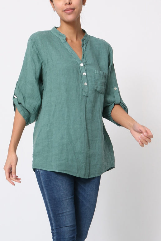 LÉA & LUC Linen Button Up Blouse