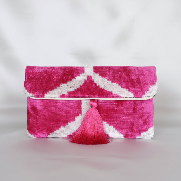 Silk Velvet Ikat Clutch