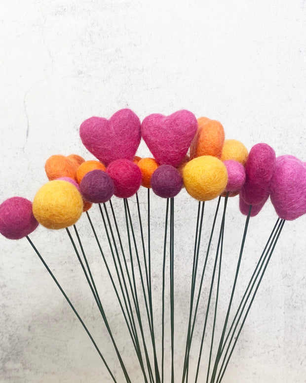 Felt Heart Ball Bouquet