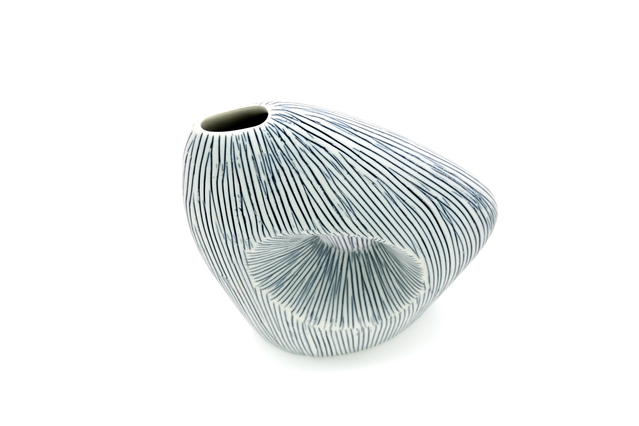 AFT Blue Striped Spezia Mini M-Handcrafted Porcelain Bud Vase