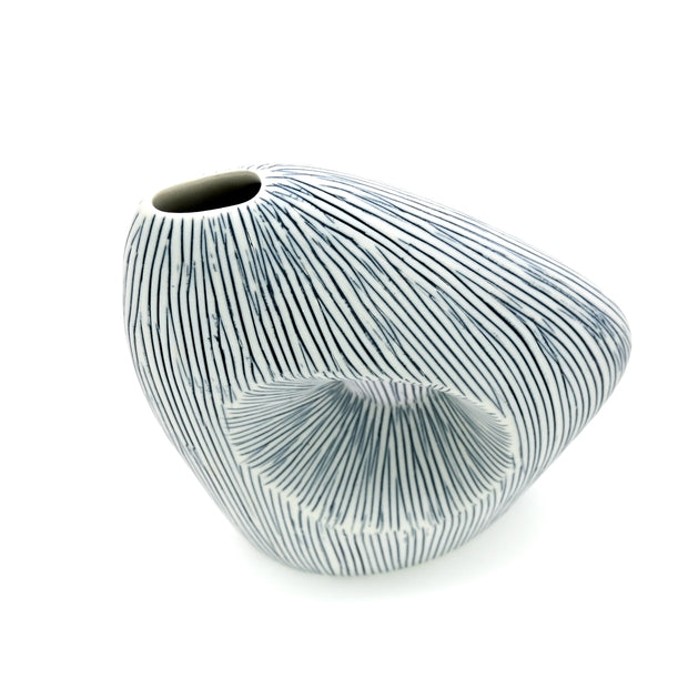 AFT Blue Striped Spezia Mini M-Handcrafted Porcelain Bud Vase