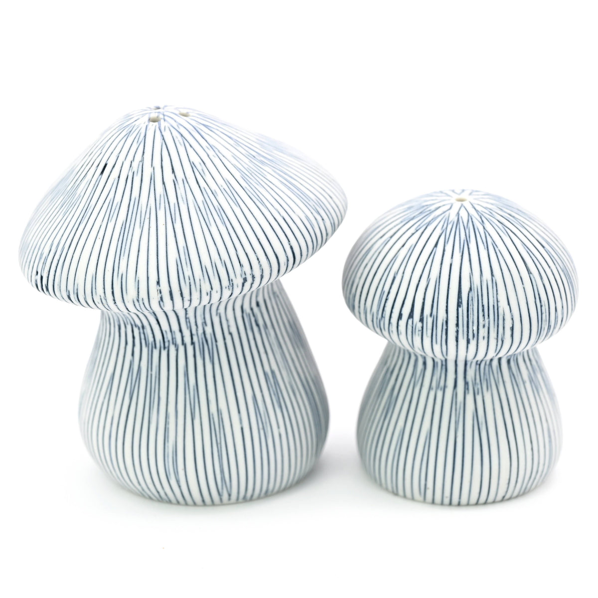 Art Floral Trading Blue Striped Mushroom Porcelain Salt and Pepper Shaker Set