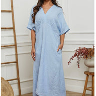 LÉA & LUC Flowing V-Neck Linen Maxi Dress