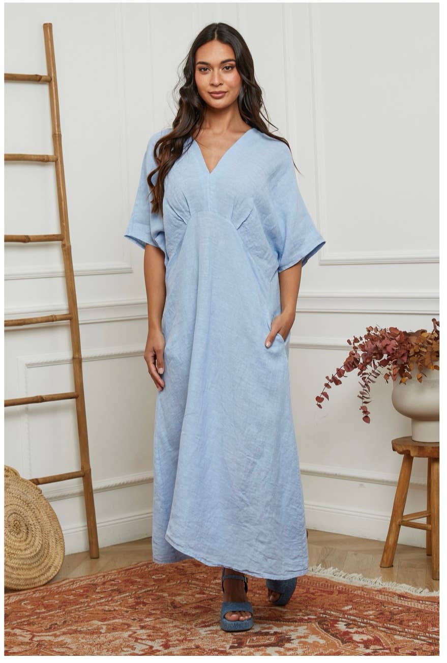 LÉA & LUC Flowing V-Neck Linen Maxi Dress