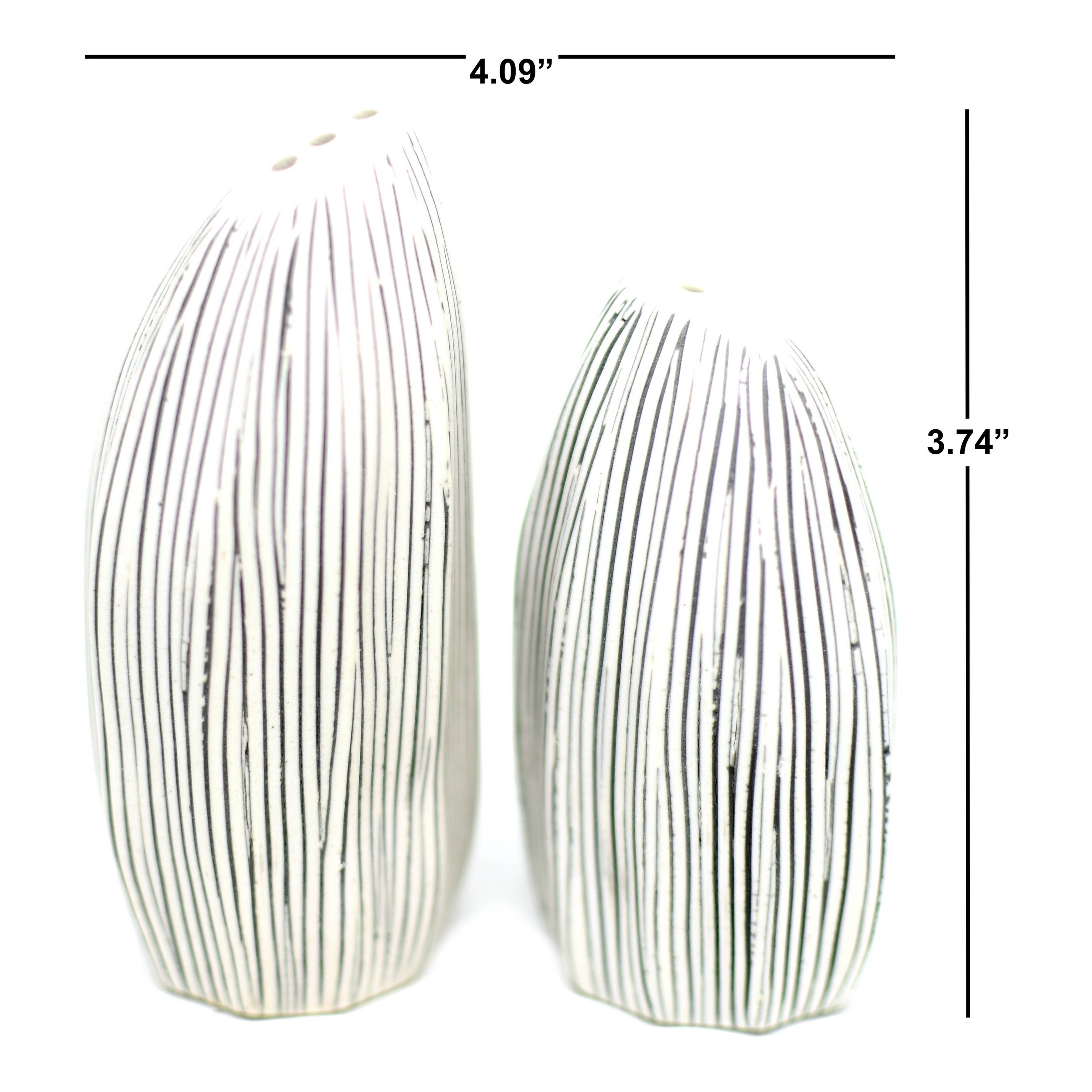 Art Floral Trading Seda Striped Porcelain Salt and Pepper Shaker Set