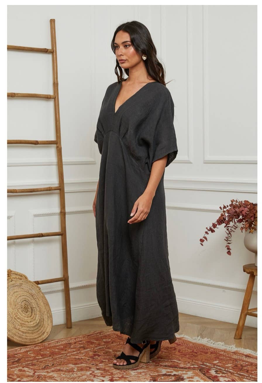 LÉA & LUC Flowing V-Neck Linen Maxi Dress