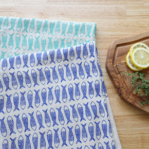 The High Fiber Handprinted Fish Kitchen Towel
