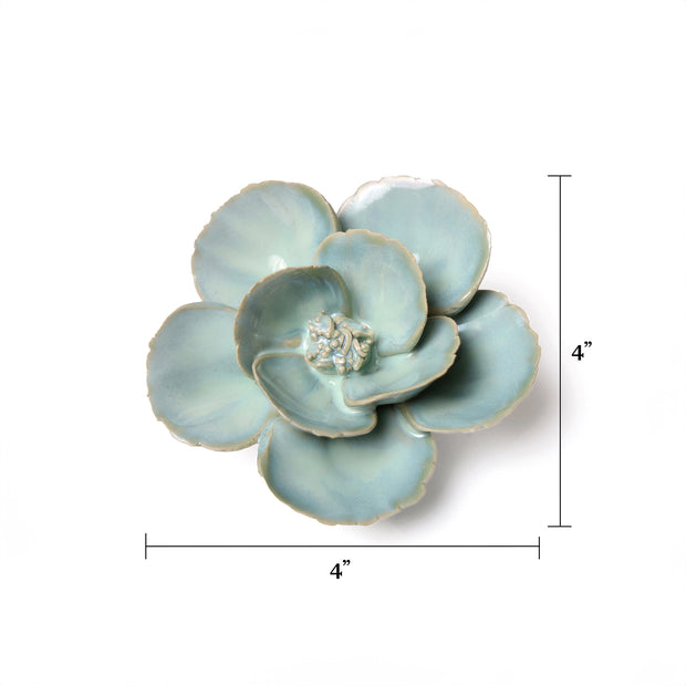 Teal Lotus - Ceramic Faux Flowers