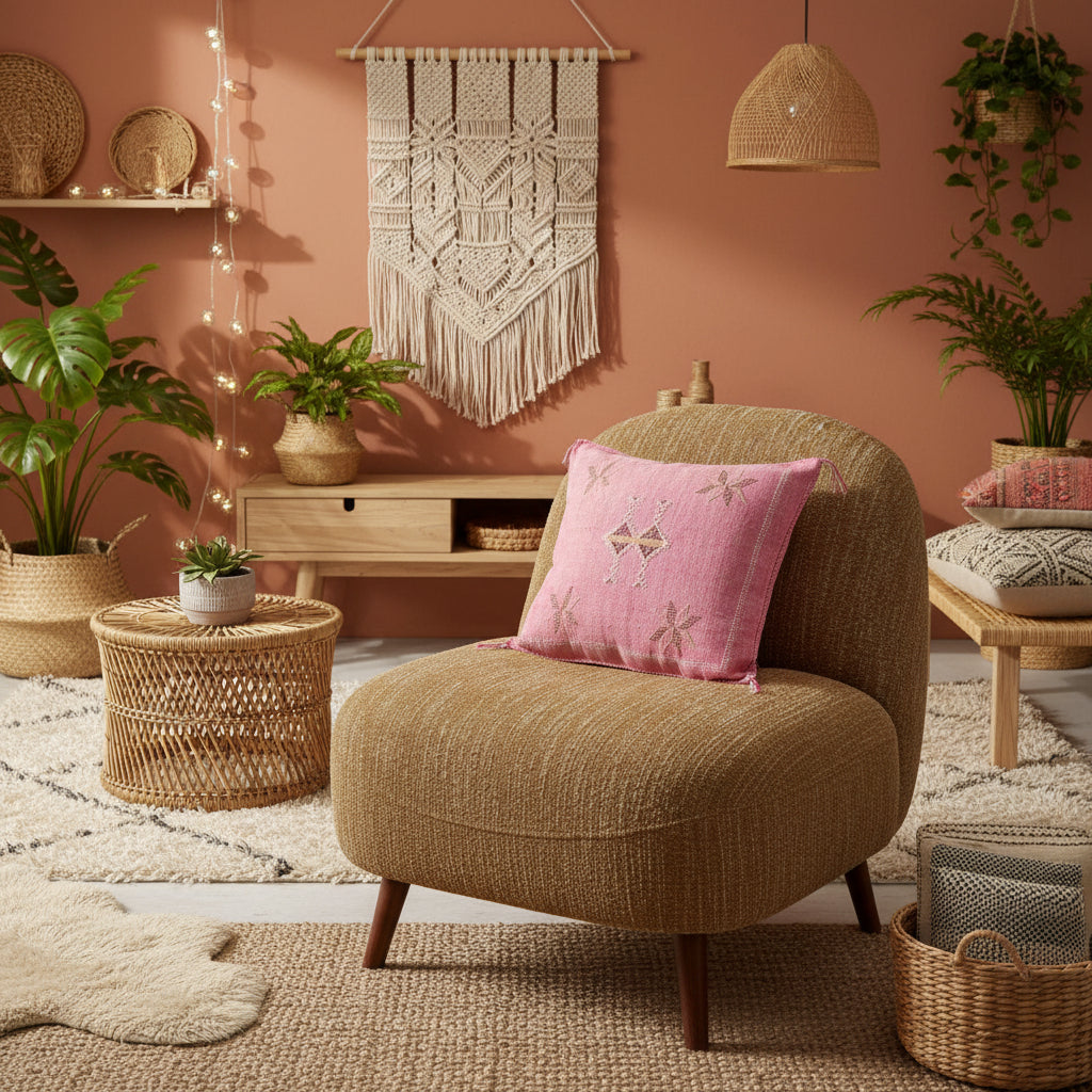 Eclectic Collective Pink Silk Sabra Pillow