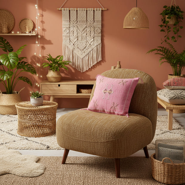 Eclectic Collective Pink Silk Sabra Pillow