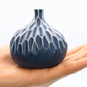 AFT Blue Congo Tiny Carved Porcelain Bud Vase