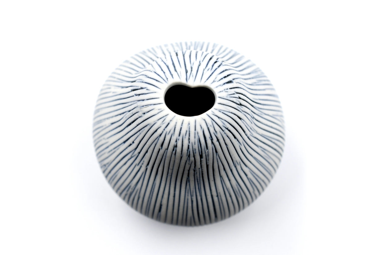 AFT Striped Gugu Pear Small Porcelain Bud Vase