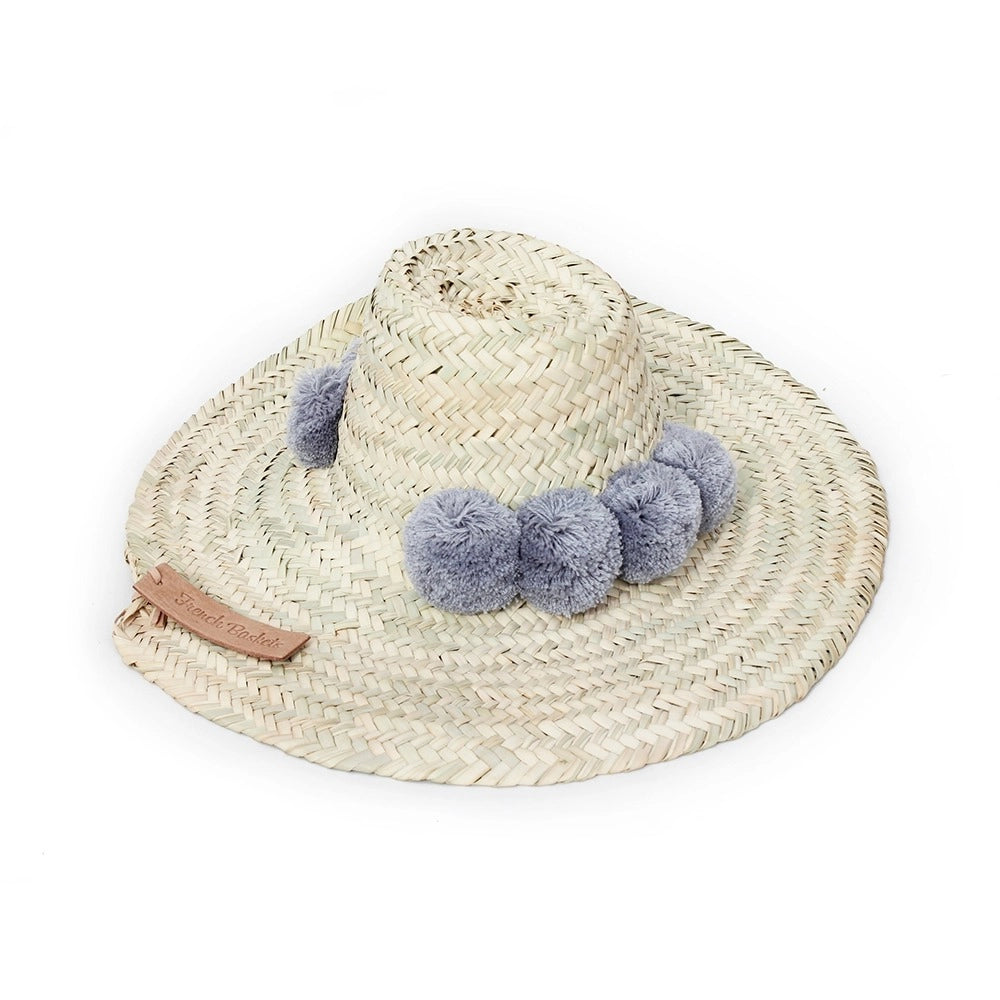 Cute Straw Beach Hats Pompom Beige French Baskets