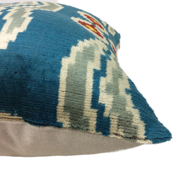 Ikat Silk/Velvet Pillowcase - Blue Ottoman