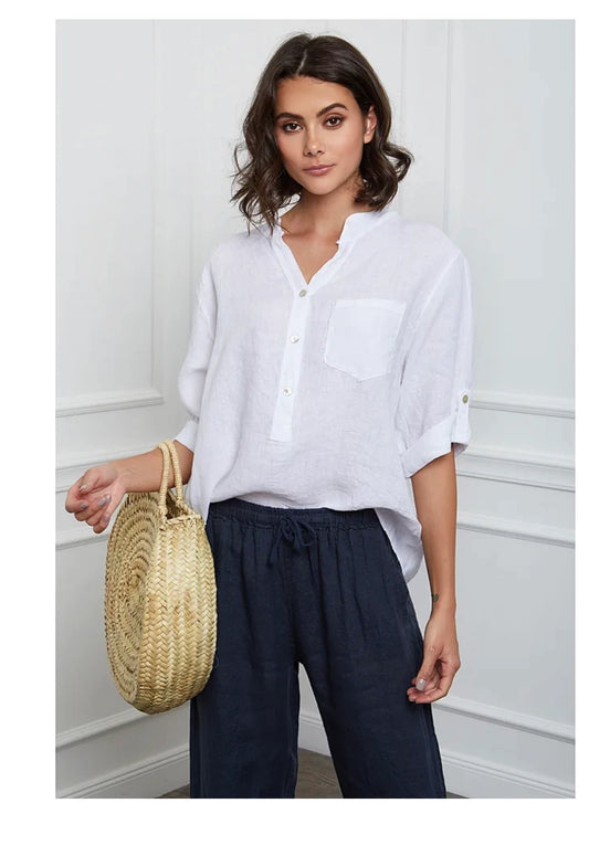 LÉA & LUC Linen Button Up Blouse