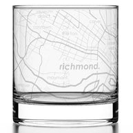 Well Told City Map Etched Whiskey Rocks Glass - Richmond, VA