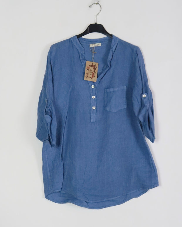 LÉA & LUC Linen Button Up Blouse