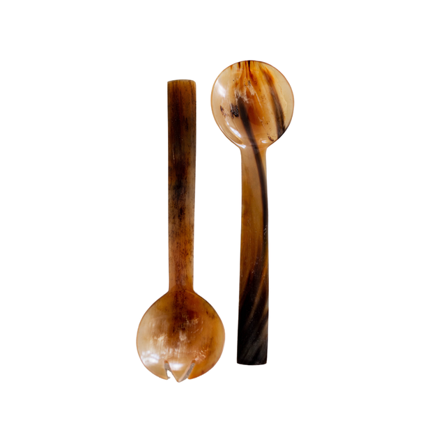 Luxe B Co Hand Cut Horn Salad Servers