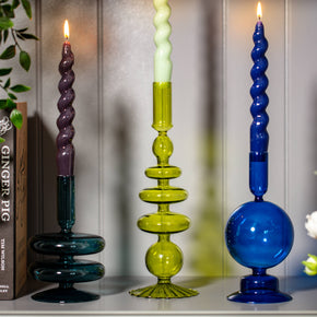 MÆGEN Coloured Glass Taper Candle Holder in Ocean Teal