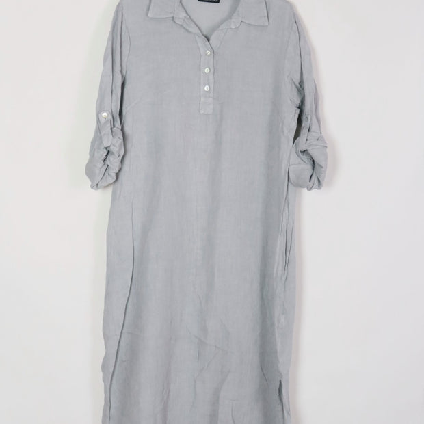 LÉA & LUC - Collared Half Button Maxi Dress