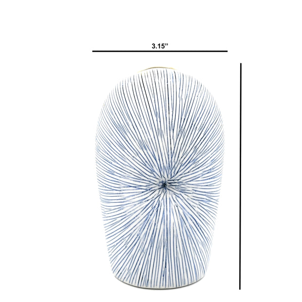 AFT Blue Striped Diva Tall Mini S-Handcrafted Porcelain Bud Vase