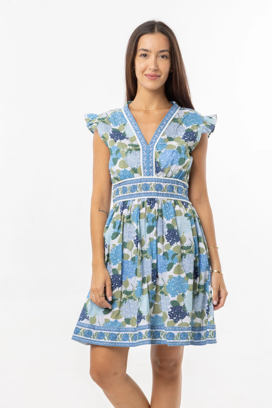 Bindu Mini Celine Dress Hydrangeas