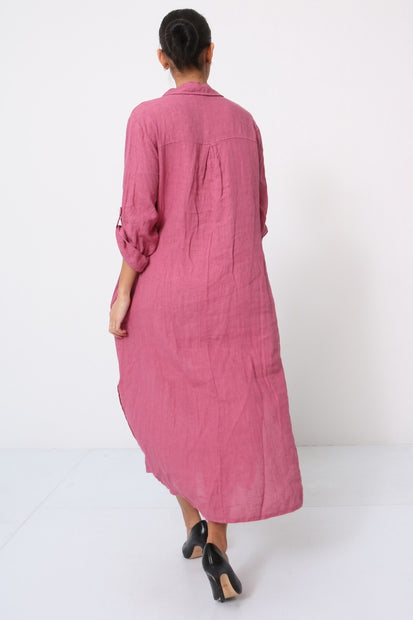 LÉA & LUC - Collared Half Button Maxi Dress