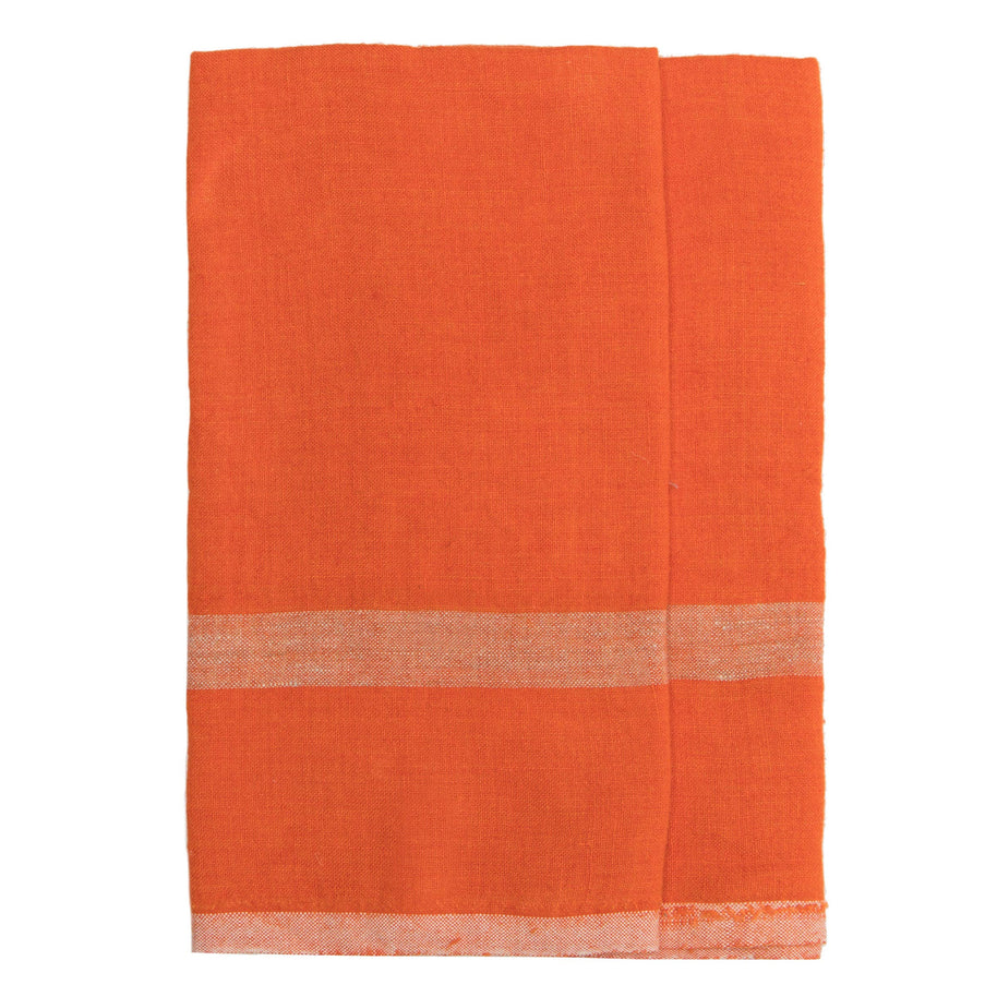 Laundered Linen Orange/Natural Towels 20x30 - Set of 2