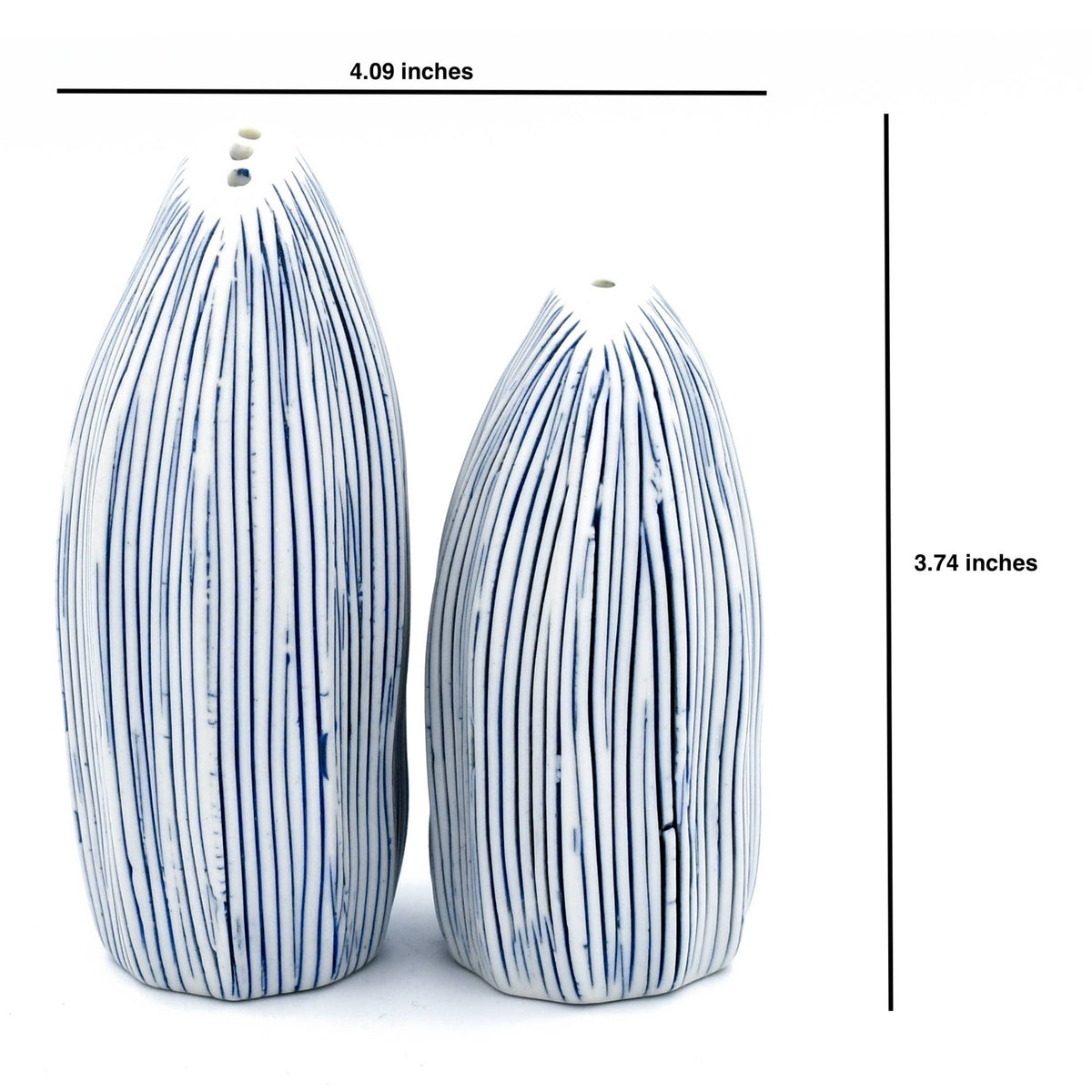 Art Floral Trading Seda Handcrafted Striped Porcelain Salt and Pepper Shaker Set